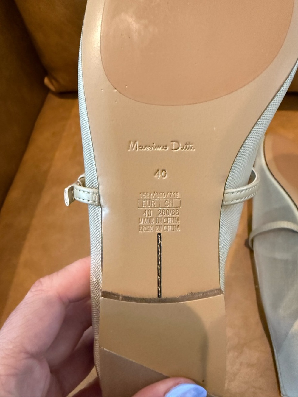 NWT Massimo Dutti Tan Mesh Ballet Flats Shoes Strap EU 40 US 9 - Picture 8 of 9
